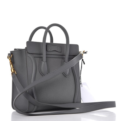 Celine Drummed Calfskin Nano Luggage Kohl 3 of 8
