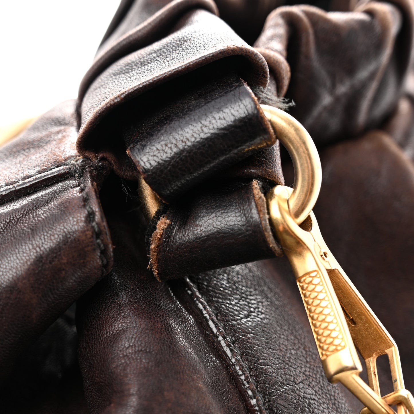 Vitello Lux Gathered Tote Brown