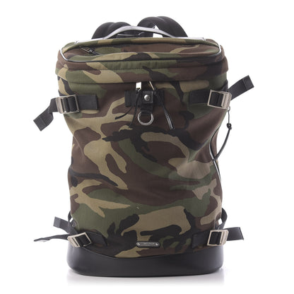 Saint Laurent Canvas Calfskin Camouflage Race Rivington Backpack Kaki Black 1 of 10