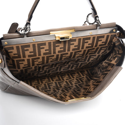 Fendi Goatskin Zucca Large Peekaboo Iconic Satchel Taupe Tobacco Moro 6 of 14