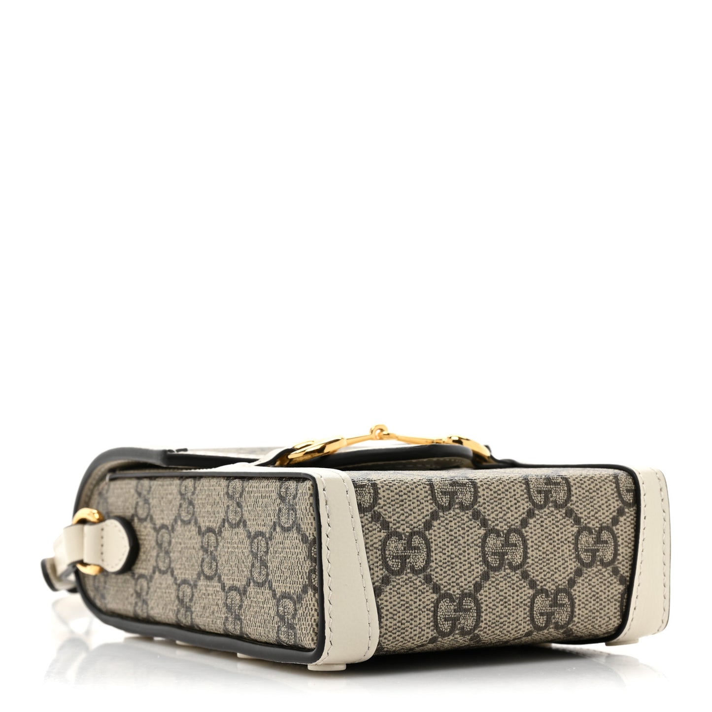GG Supreme Monogram Azalea Calfskin Mini Horsebit 1955 Crossbody Bag Beige Ebony Mystic White