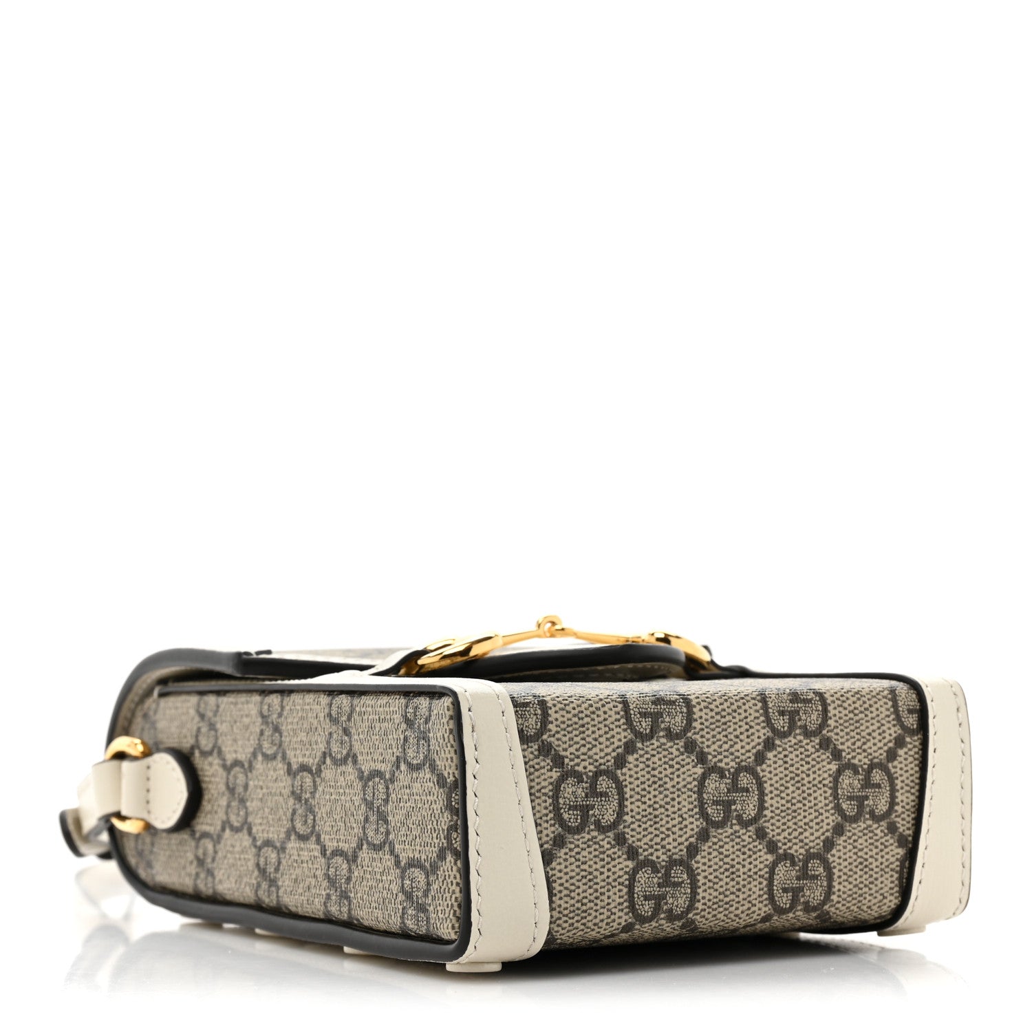 Gucci GG Supreme Monogram Azalea Calfskin Mini Horsebit 1955 Crossbody Bag Beige Ebony Mystic White 4 of 10