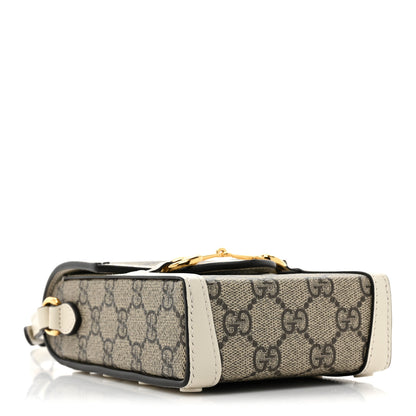 Gucci GG Supreme Monogram Azalea Calfskin Mini Horsebit 1955 Crossbody Bag Beige Ebony Mystic White 4 of 10