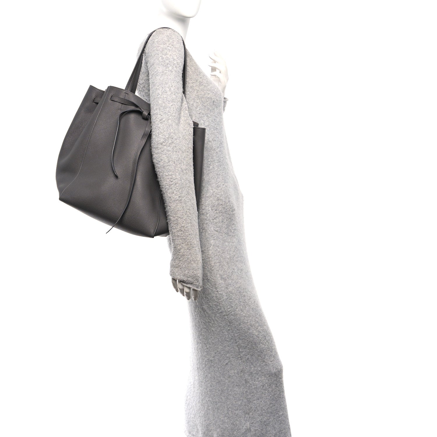 Celine Soft Grained Calfskin Medium Belt Cabas Phantom  Grey 3 of 17