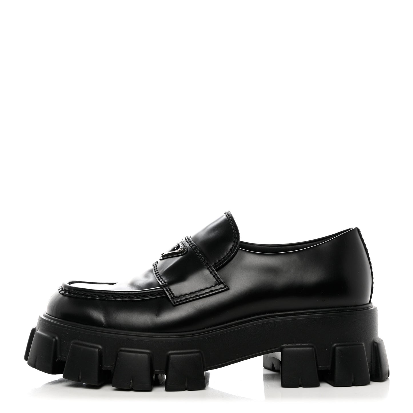 Spazzolato Rois Metal Triangle Logo Mens Monolith 60mm Loafers 7.5 Black