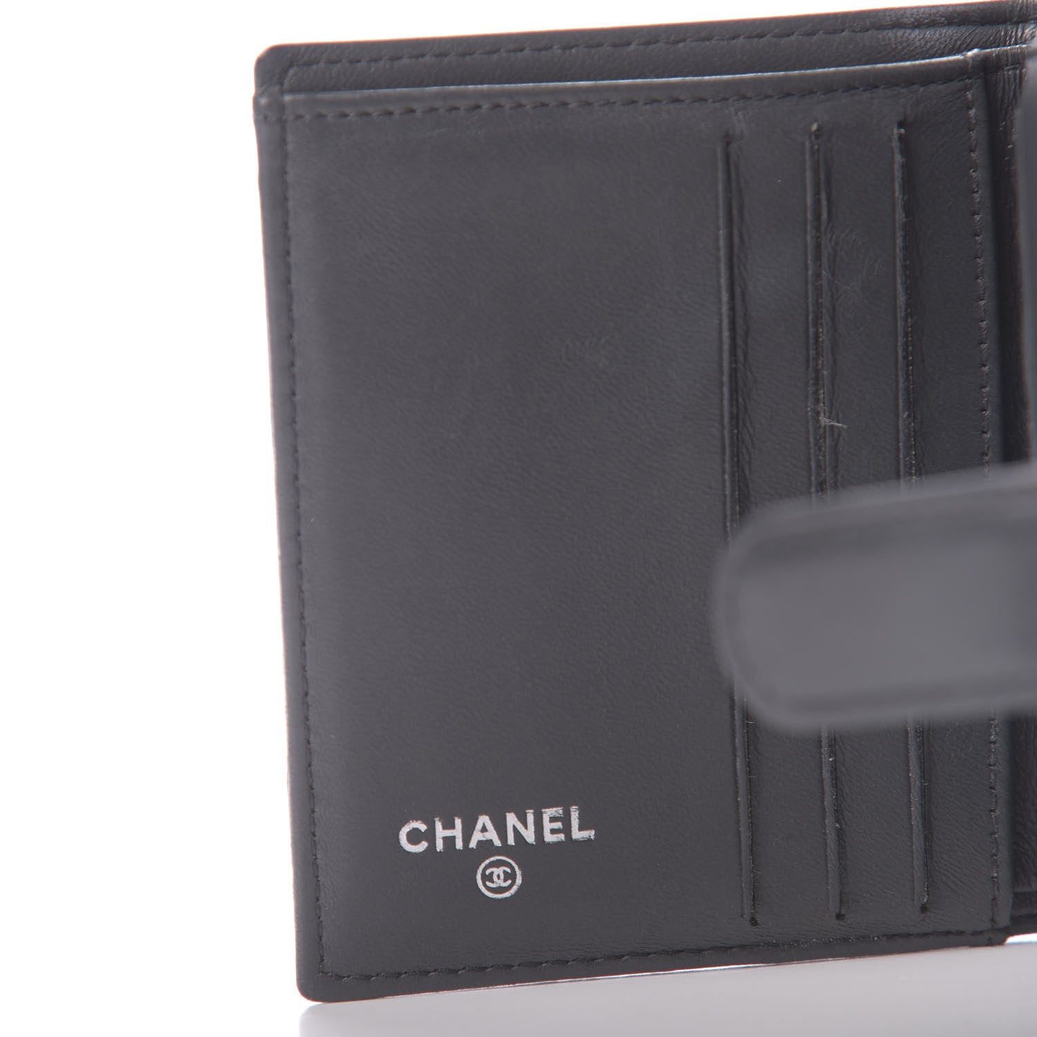 Chanel Lambskin Quilted Compact Boy Wallet Dark Grey 8 of 12