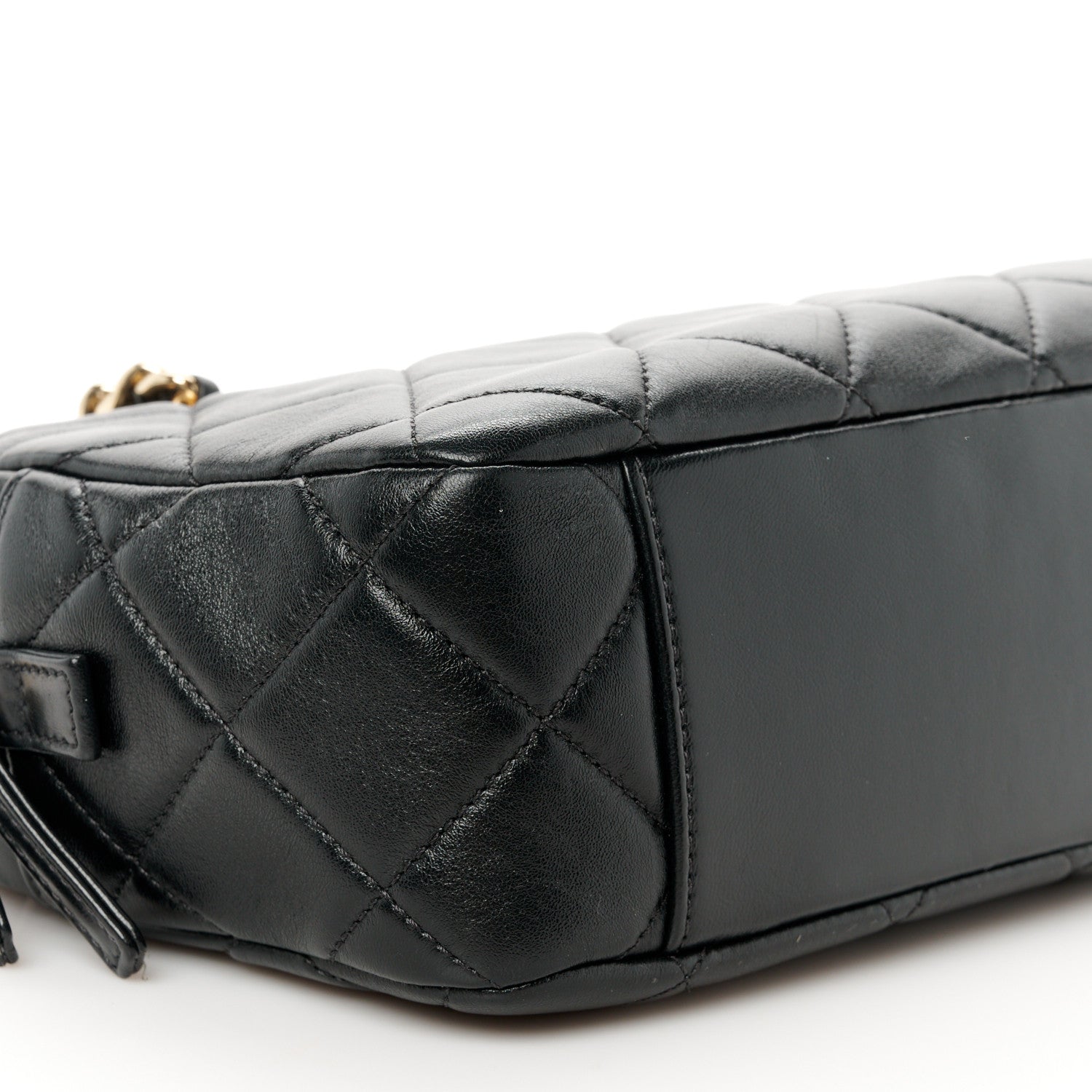 Chanel Lambskin Enamel Quilted CC Camera Case Black 9 of 10