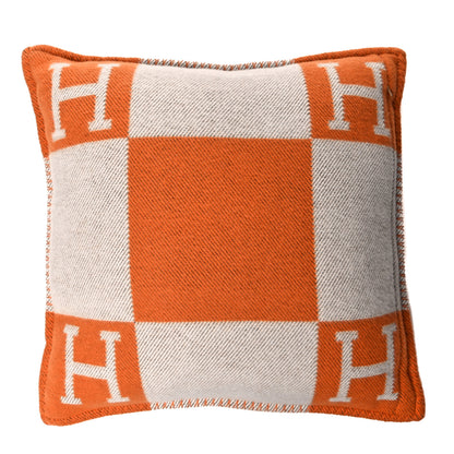 Hermes Wool Cashmere Avalon Pillow PM Ecru Potiron 2 of 3