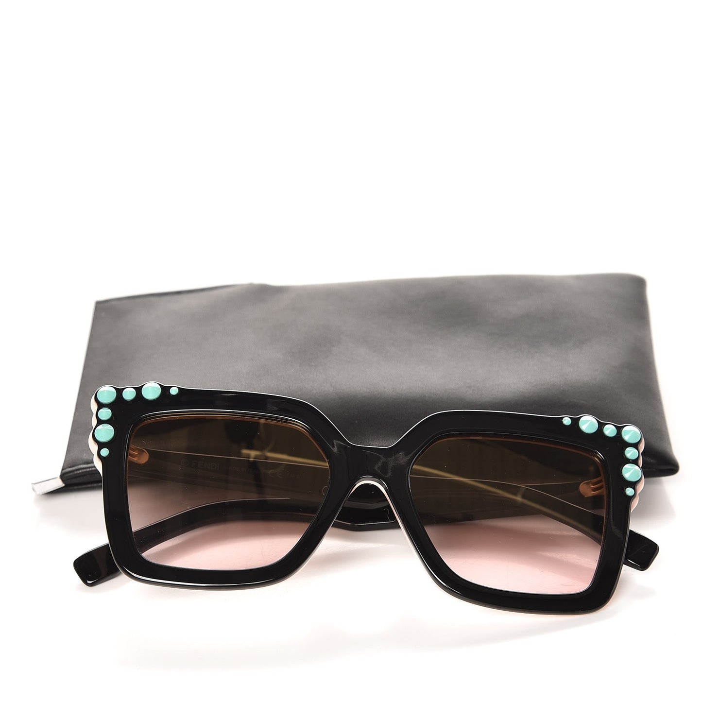 Studded Square Cat Eye Sunglasses FF 0260/S Black Pink