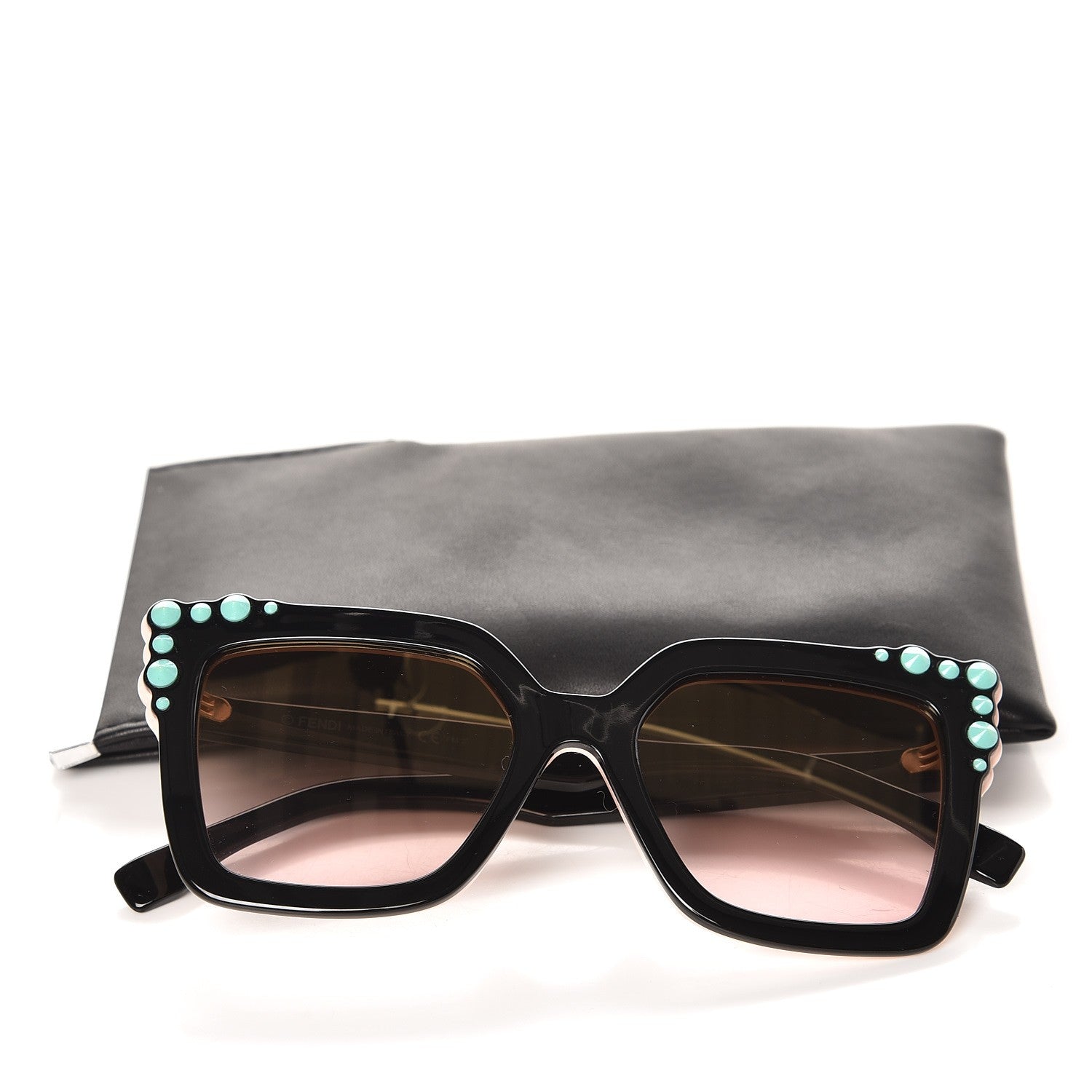 Fendi Studded Square Cat Eye Sunglasses FF 0260/S Black Pink 9 of 9