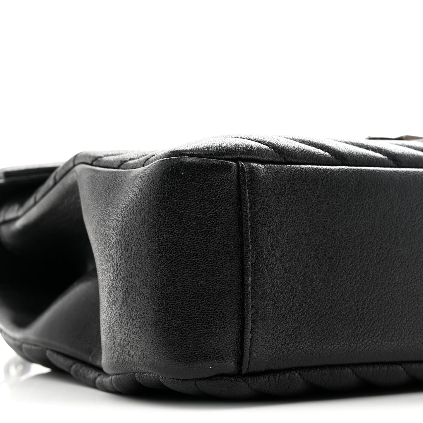 Sheepskin Matelasse Chevron Monogram Large College Satchel Black