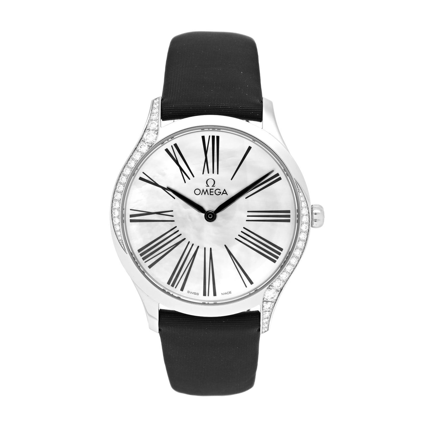 Stainless Steel Satin Diamond Bezel Mother of Pearl 36mm De Ville Tresor Quartz Watch 428.17.36.60.05.001