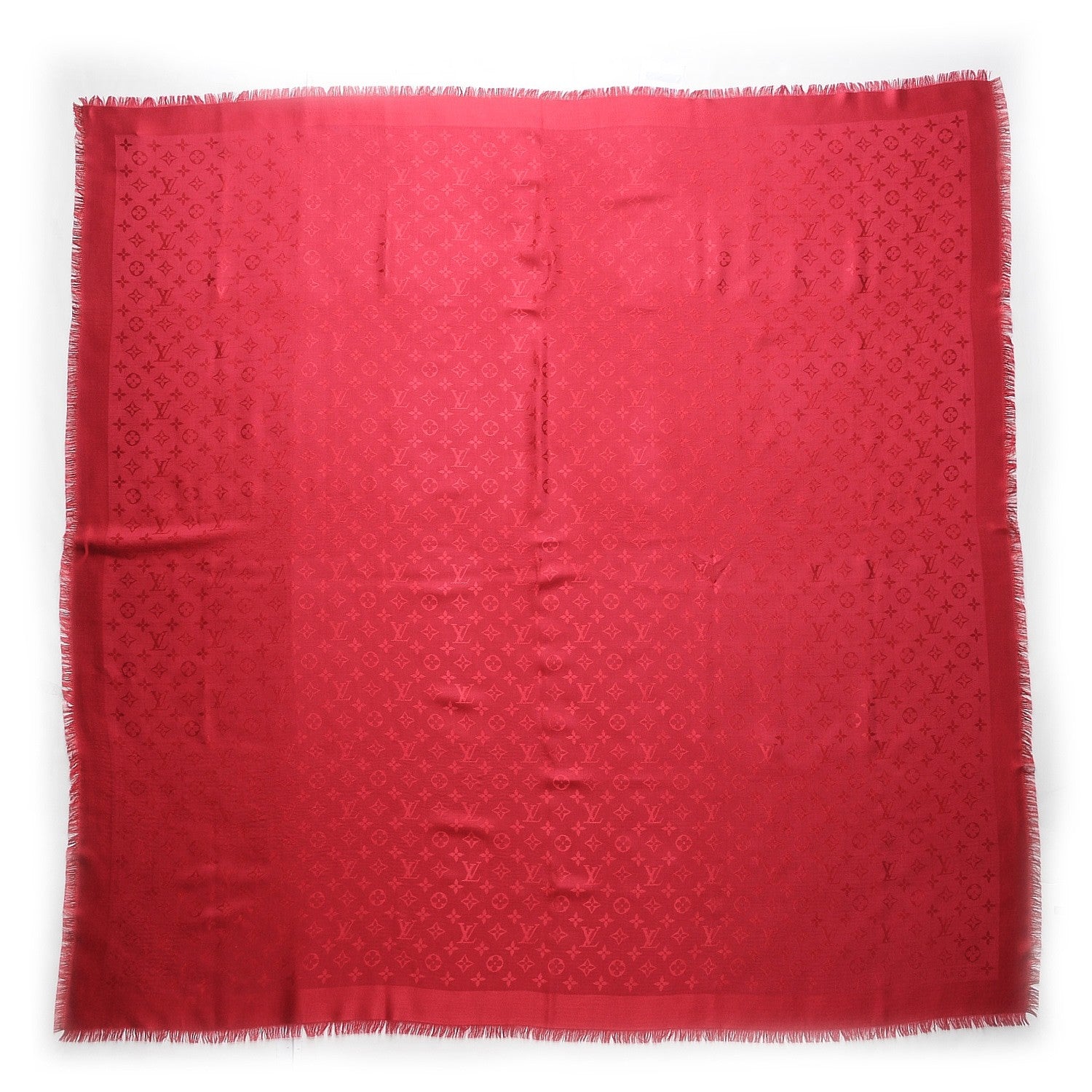 Louis Vuitton Silk Wool Monogram Shawl Pomme D'Amour 1 of 5