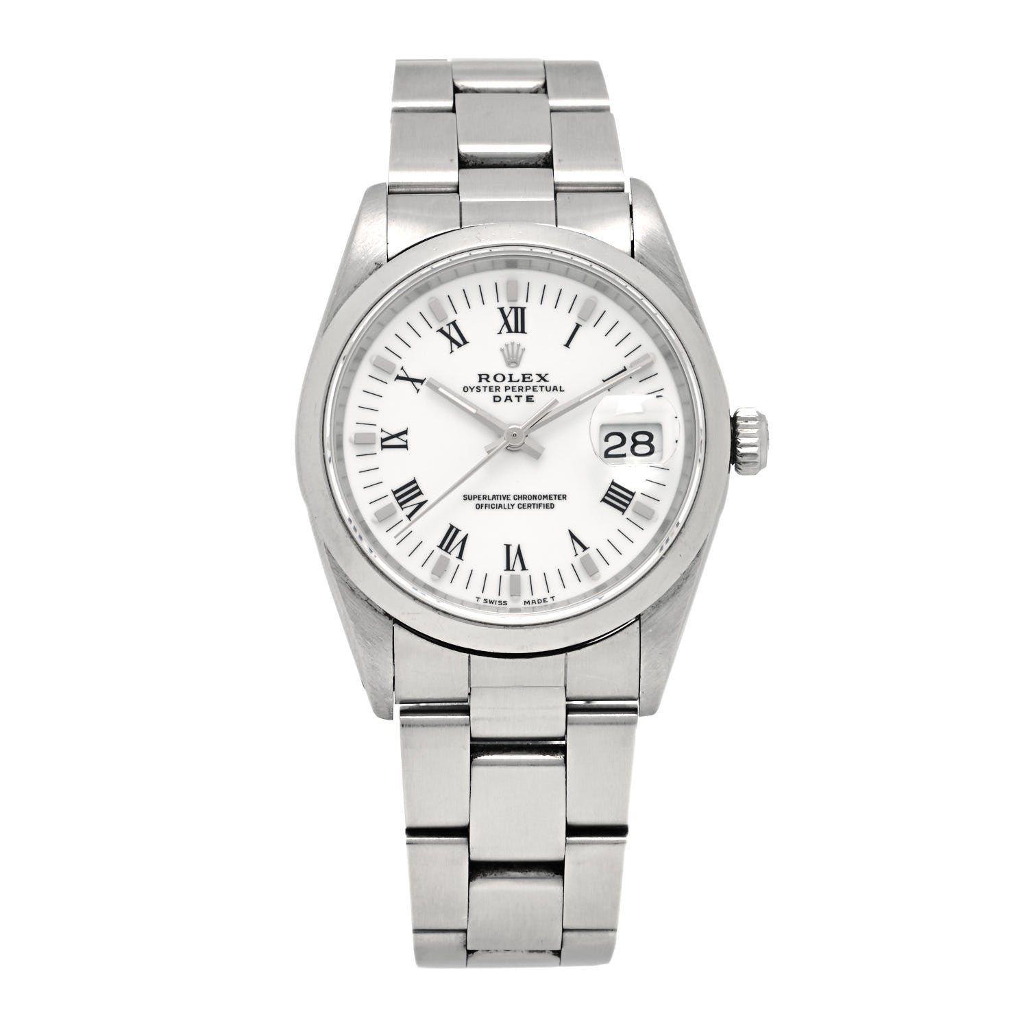 Rolex Stainless Steel 34mm Oyster Perpetual Date Watch White Roman 15200 1 of 4