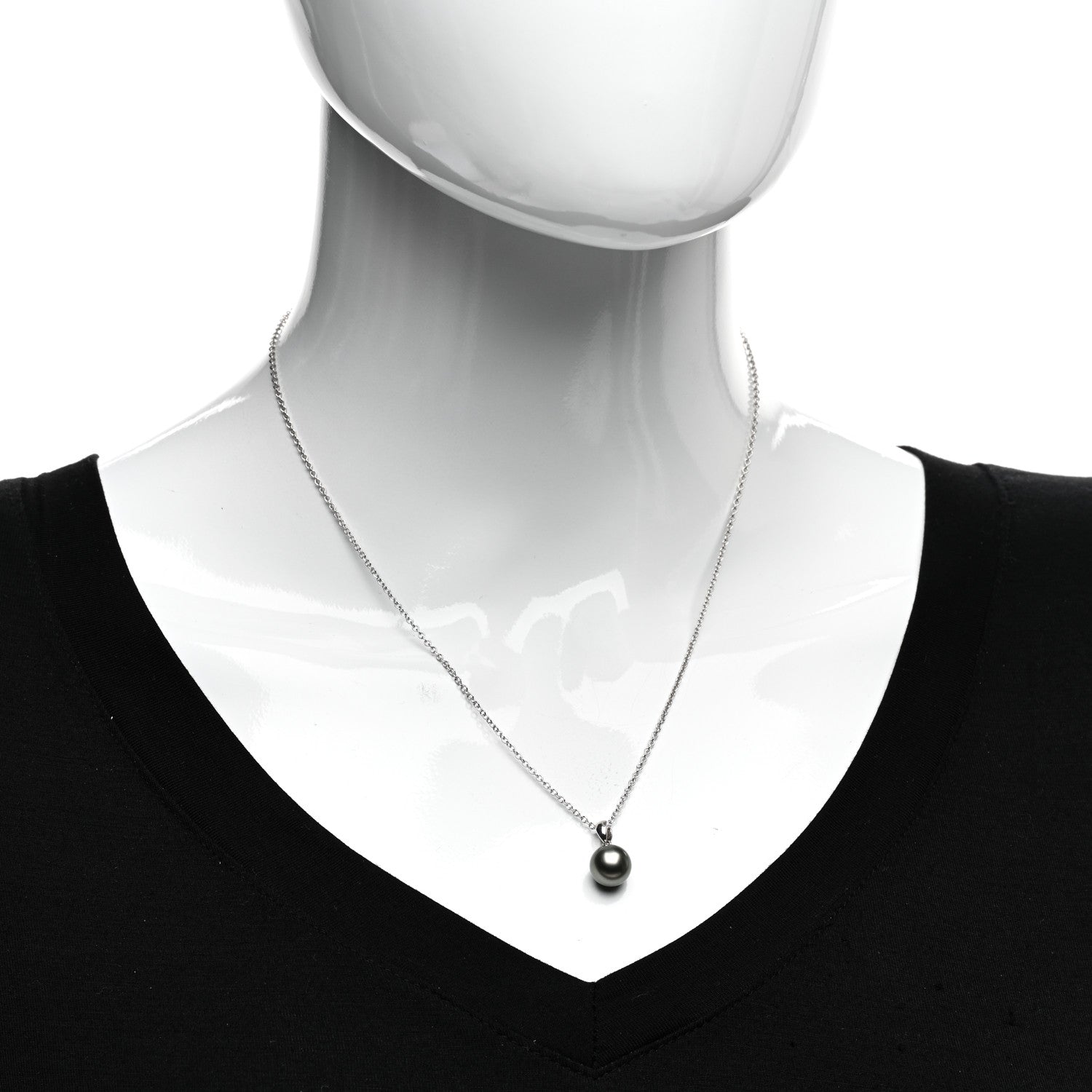 Mikimoto 18K White Gold Black South Sea Pearl 9mm Pendant Necklace 2 of 5