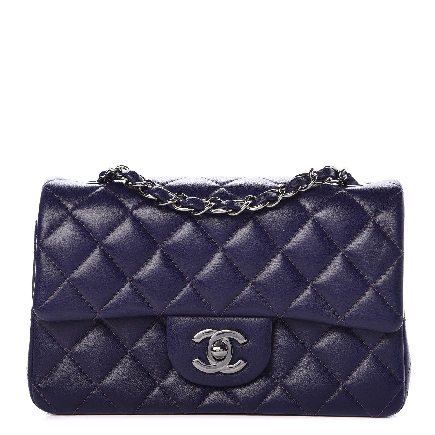 Chanel Lambskin Quilted Mini Rectangular Flap Purple 1 of 9