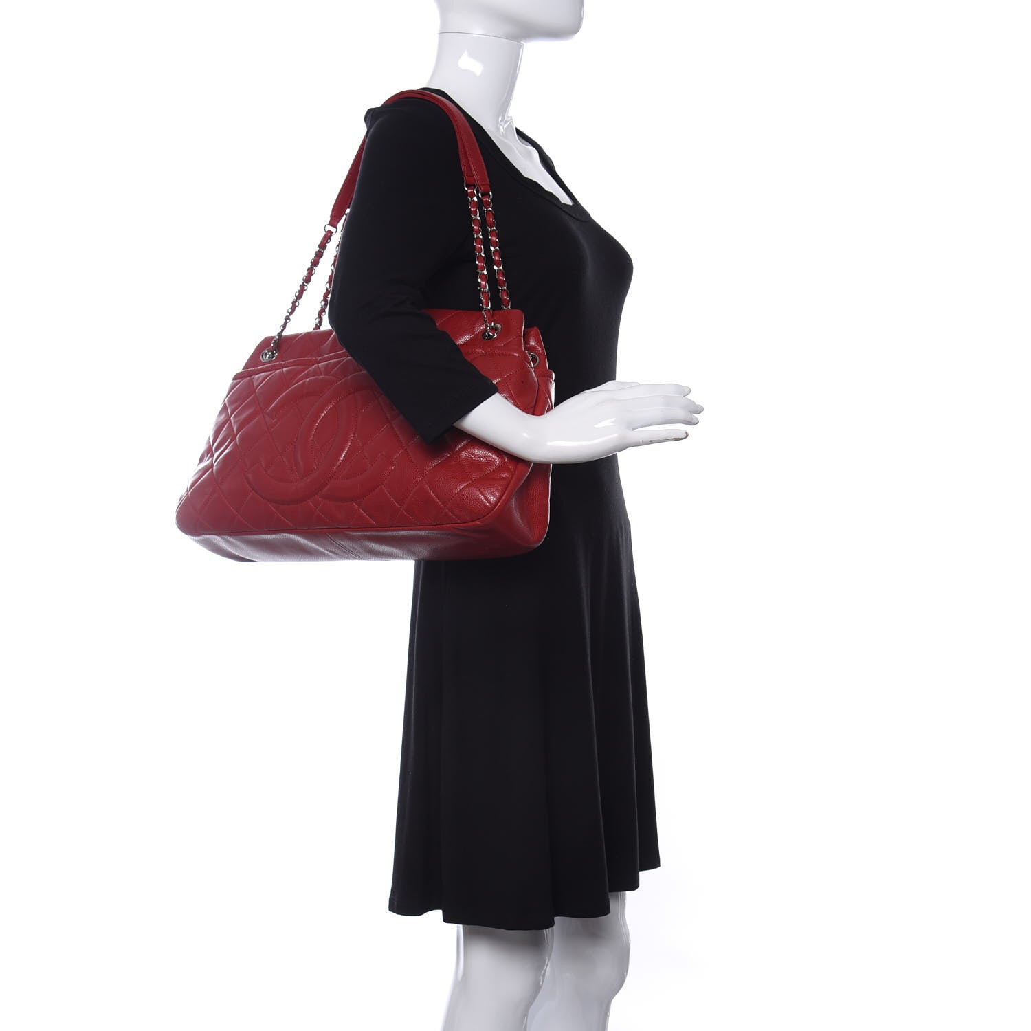 Chanel Caviar Quilted Timeless CC Soft Tote Red 2 of 10