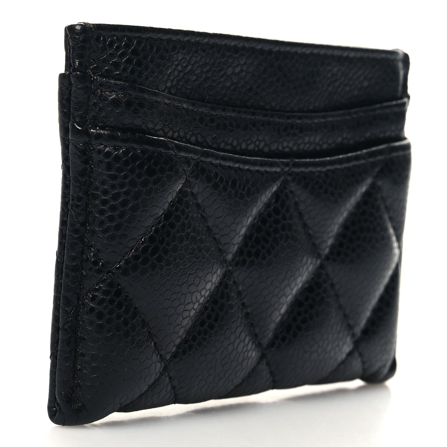 Caviar Quilted Card Holder Black
