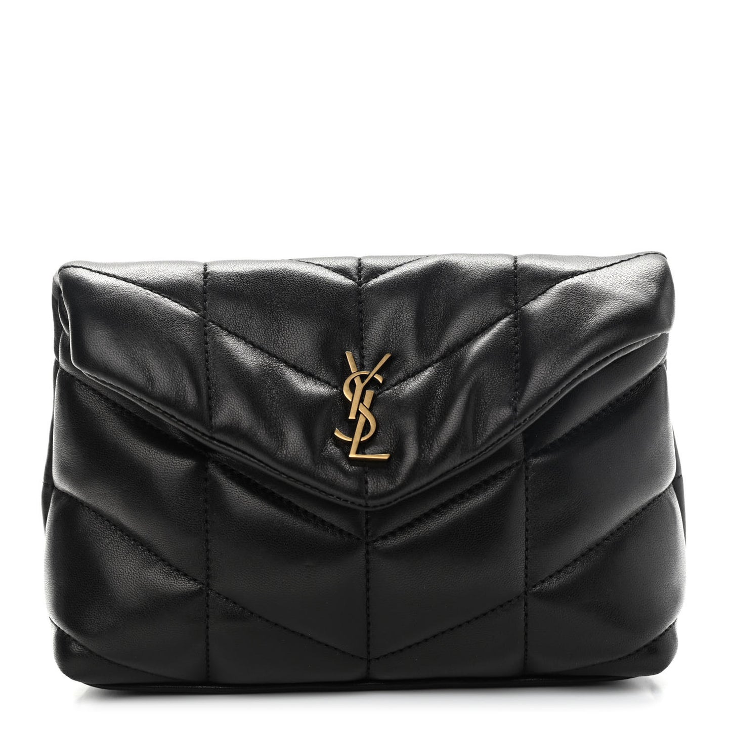 Lambskin Monogram Loulou Puffer Pouch Clutch Black
