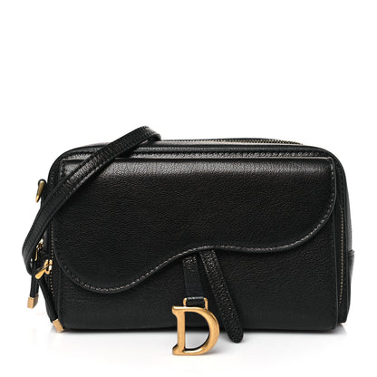 Christian Dior Goatskin Double Saddle Pouch Black 1 of 9