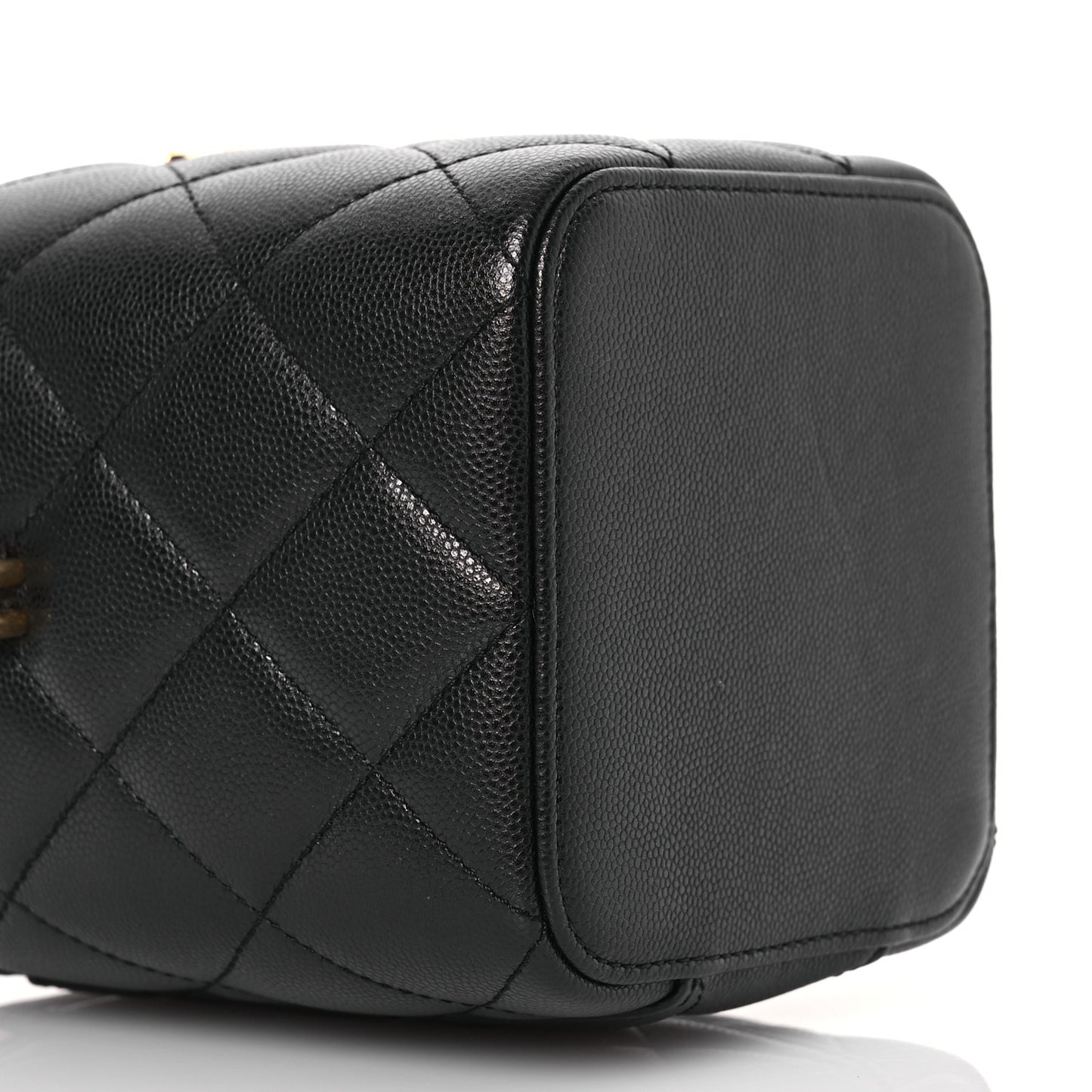 Caviar Quilted Small Vertical Vanity Case With Chain Black