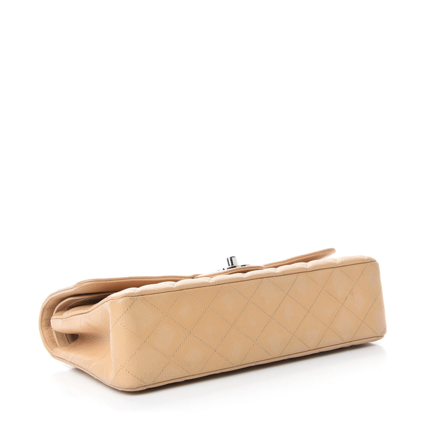 Caviar Quilted Medium Double Flap Beige Clair