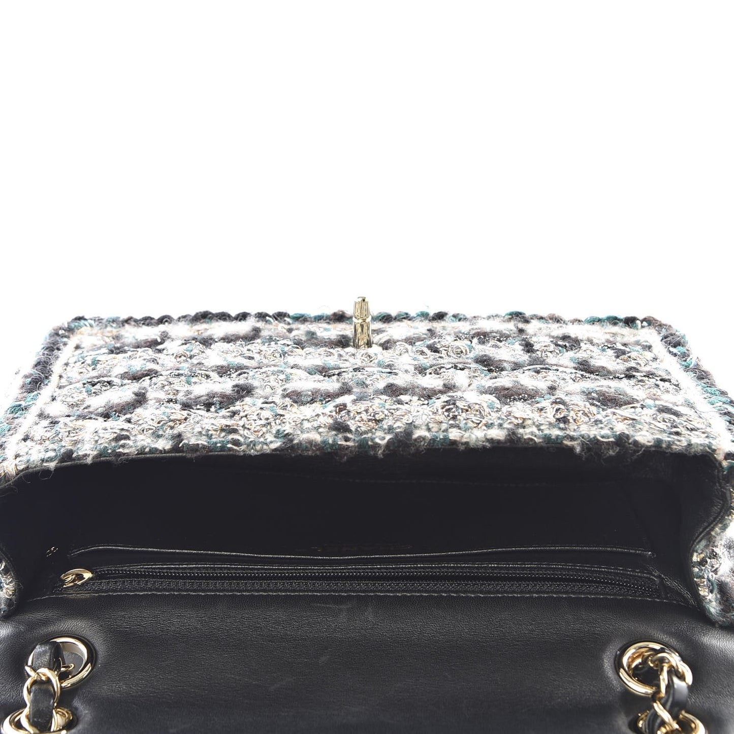Tweed Medium Single Flap Green