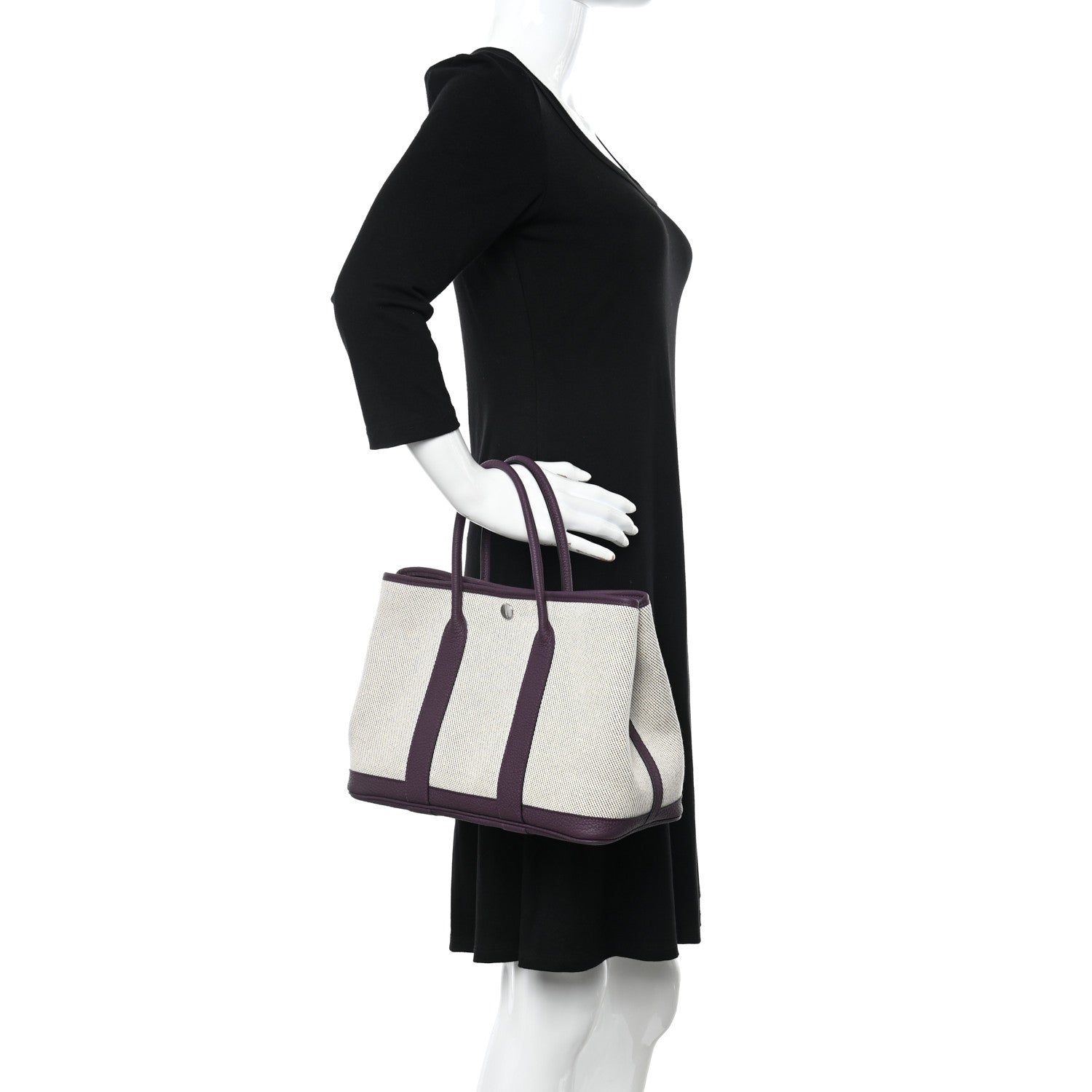 Hermes Twill H Negonda Garden Party 30 TPM Tote Ecru Cassis 2 of 11