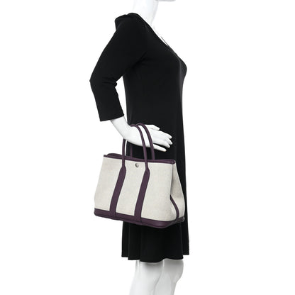Hermes Twill H Negonda Garden Party 30 TPM Tote Ecru Cassis 2 of 11