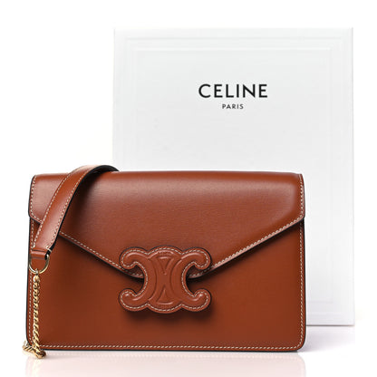 Celine Shiny Calfskin Triomphe Margo Wallet on Chain Tan 11 of 11