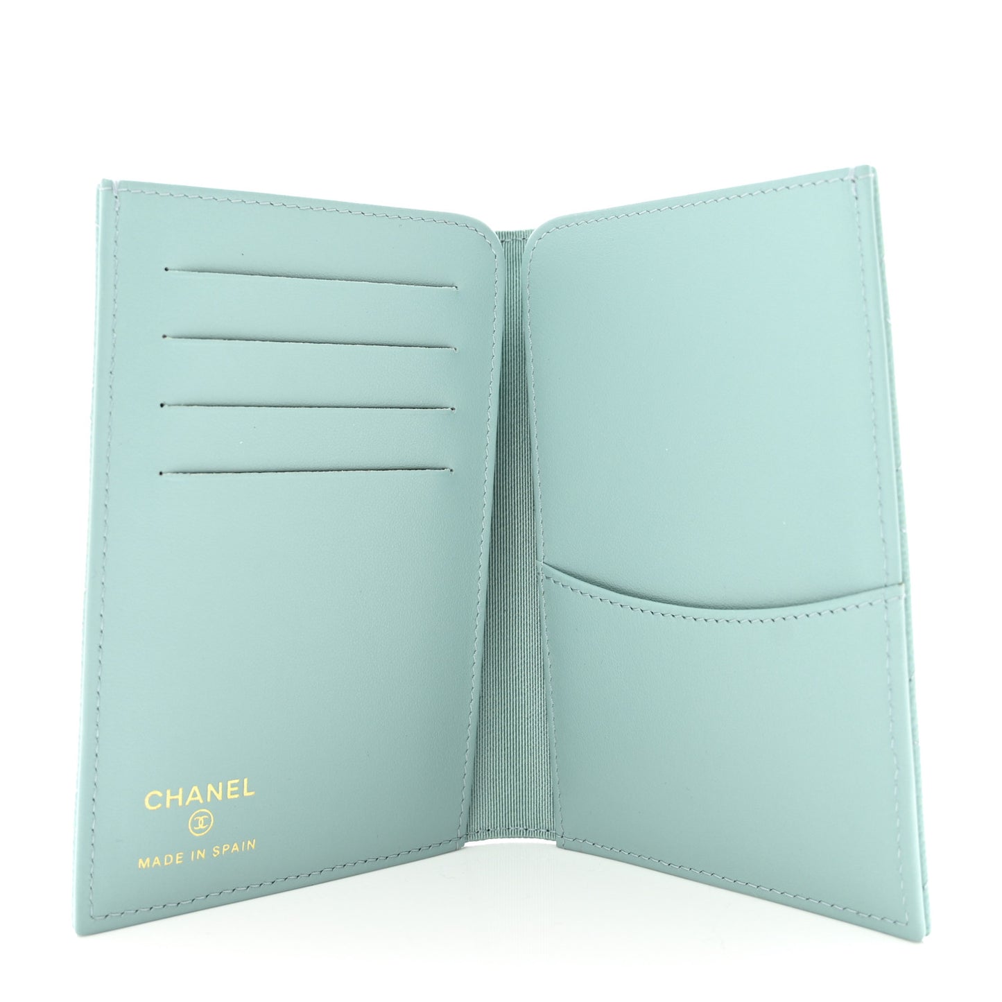 Caviar Quilted Passport Holder Light Blue
