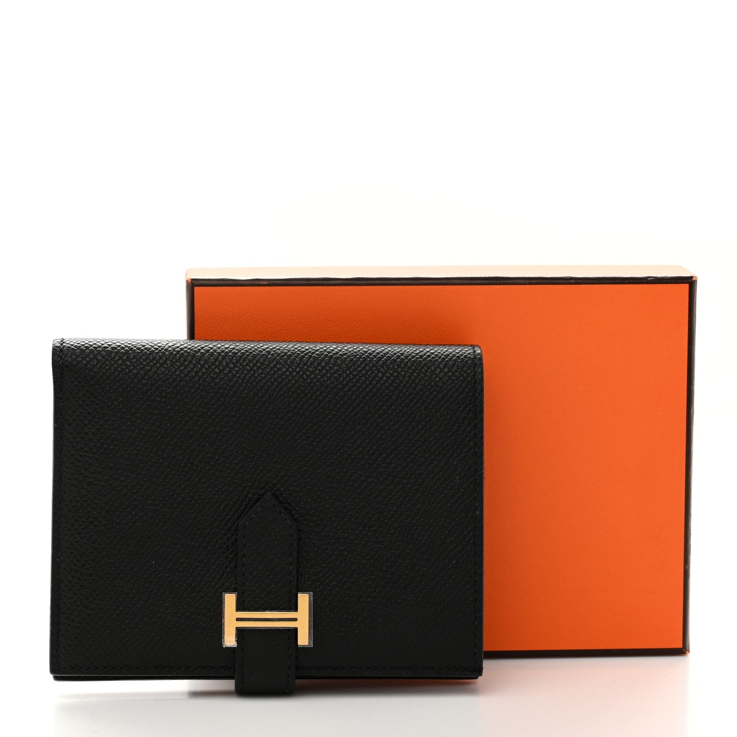 Hermes Epsom Bearn Compact Wallet Black 7 of 7