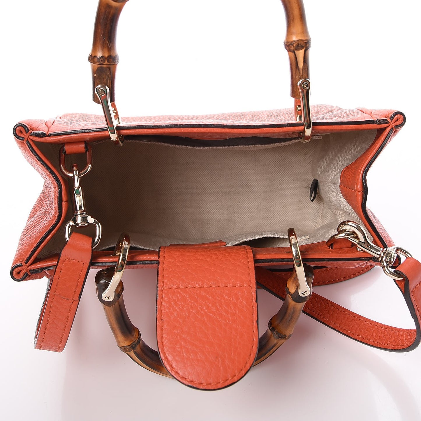 Calfskin Mini Bamboo Shopper Tote Dark Orange