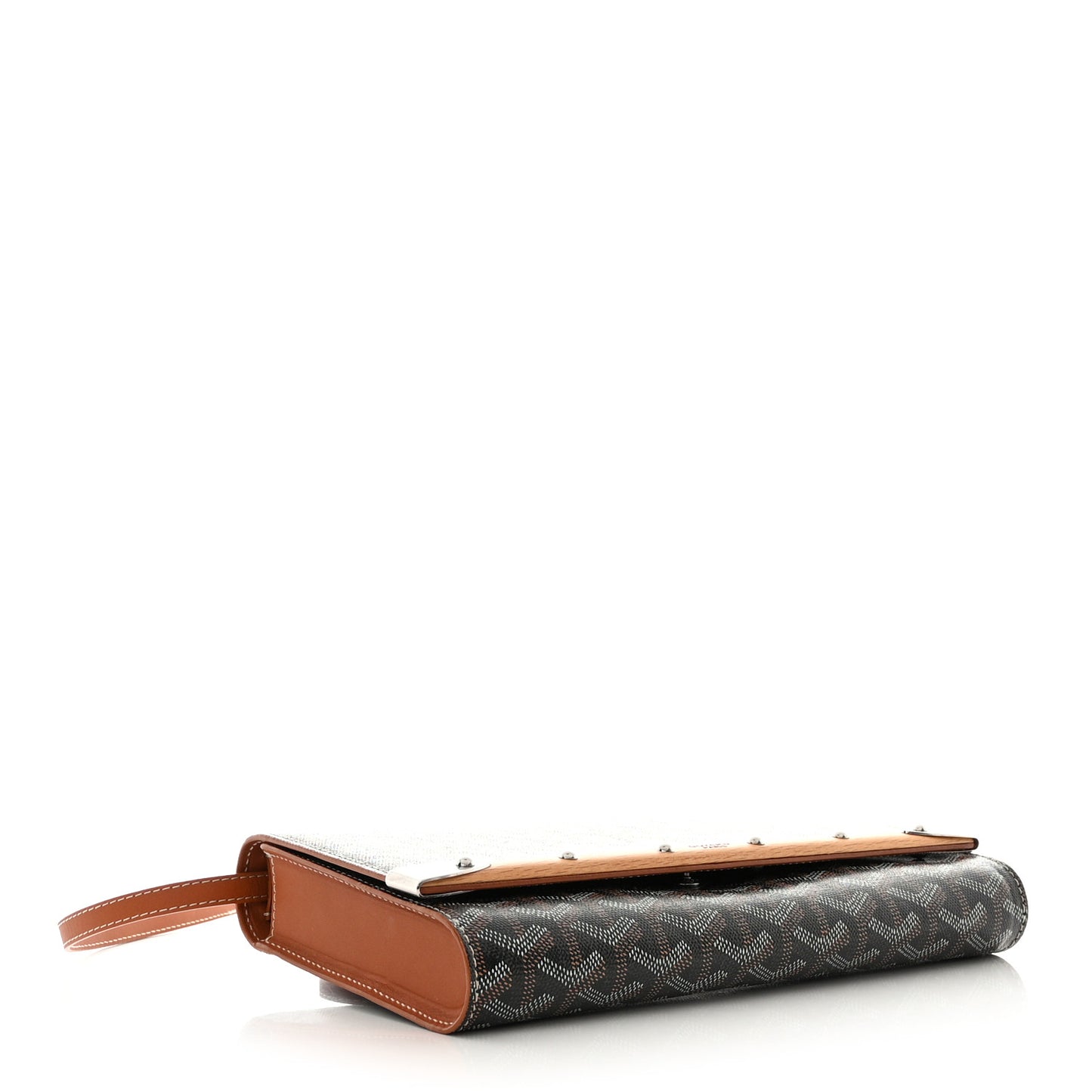 Goyardine Monte Carlo Bois Clutch With Strap Black Gold