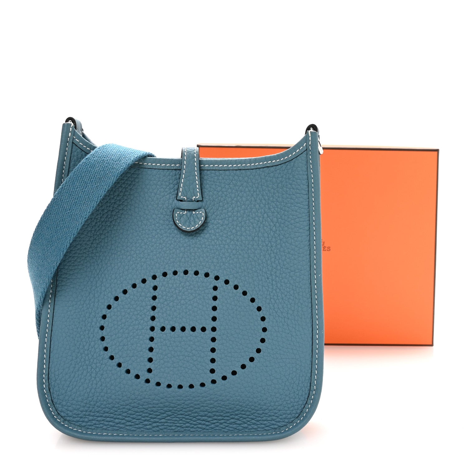 Hermes Taurillon Clemence Evelyne TPM New Blue Jean 11 of 11
