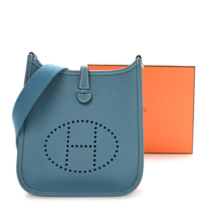 Hermes Taurillon Clemence Evelyne TPM New Blue Jean 11 of 11