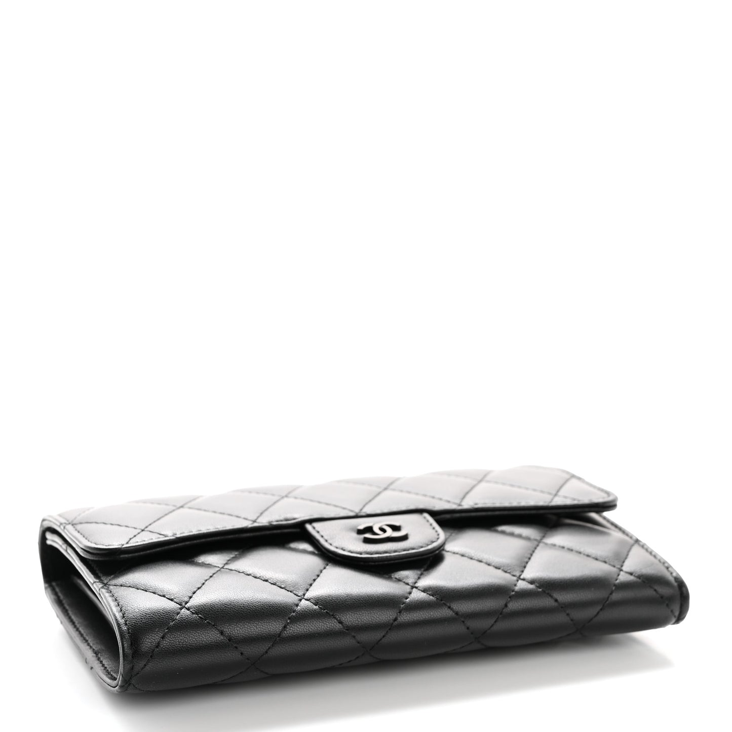 Lambskin Quilted Large Flap Wallet So Black