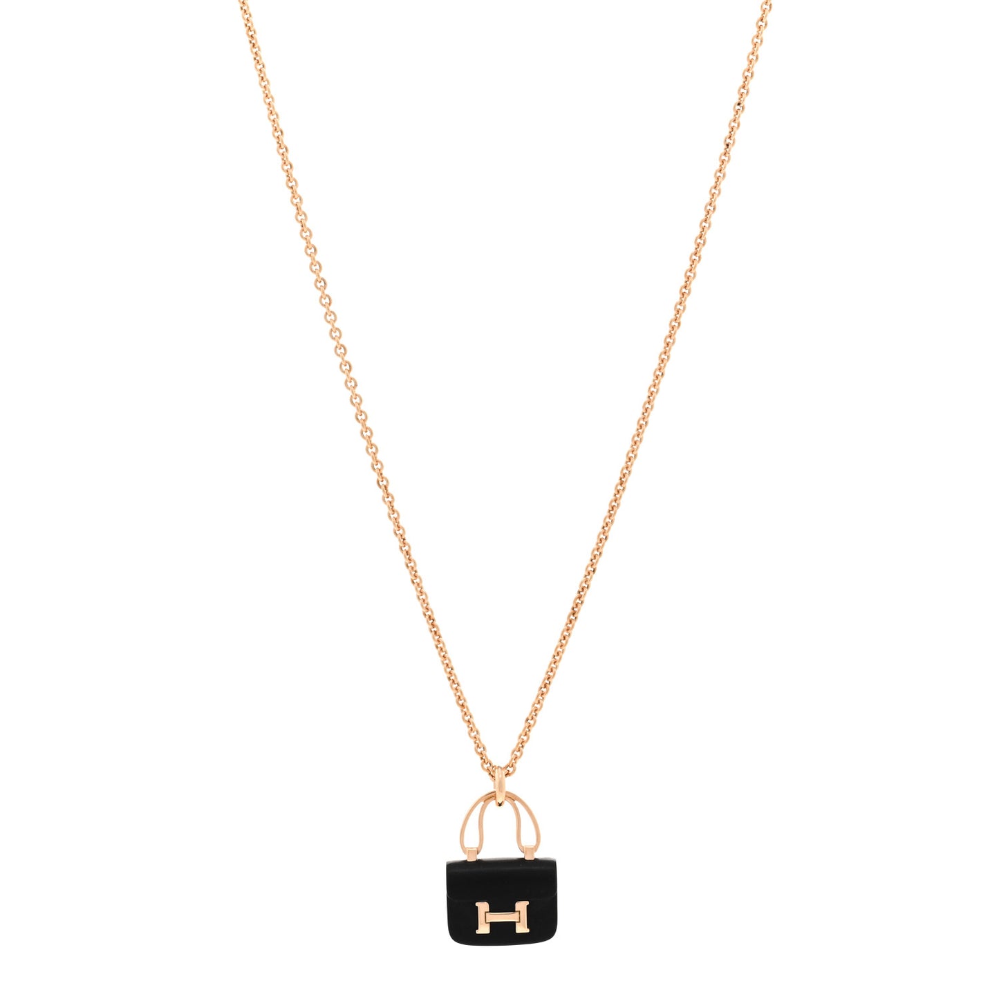 18K Rose Gold Black Jade Constance Amulettes Pendant Necklace