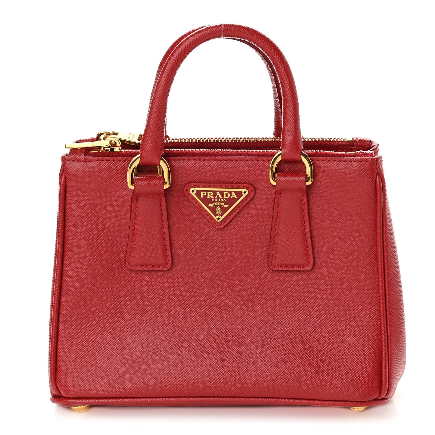 Saffiano Micro Galleria Double Zip Tote Fuoco