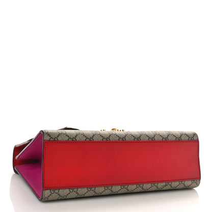 Gucci GG Supreme Monogram Calfskin Medium Padlock Shoulder Bag Beige Hibiscus Red New Rosette 4 of 9