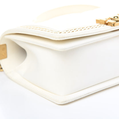 Chanel Lambskin Quilted Medium Chain Detail Boy Flap White 9 of 17