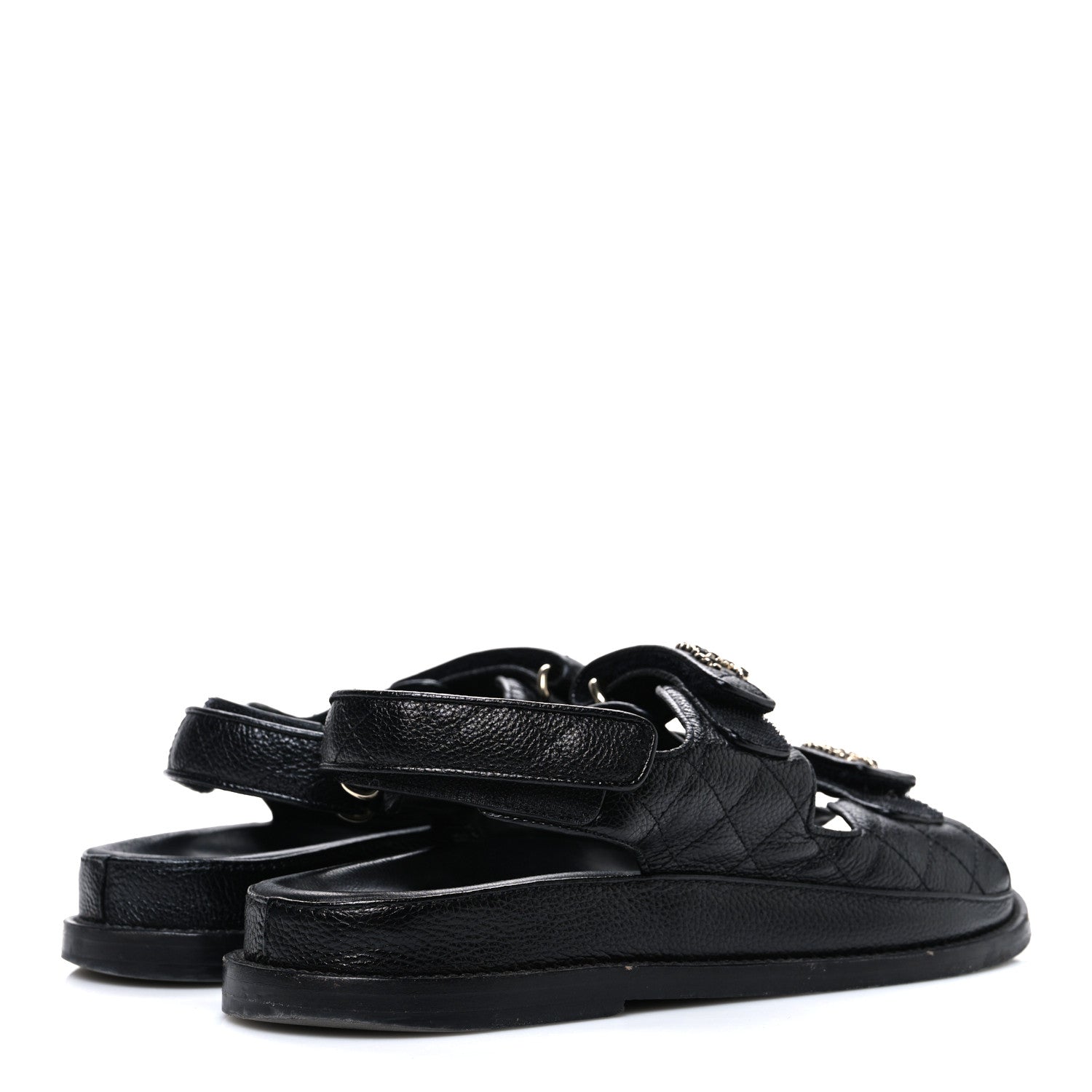 Chanel Grained Calfskin Velcro Dad Sandals 39 Black 5 of 10