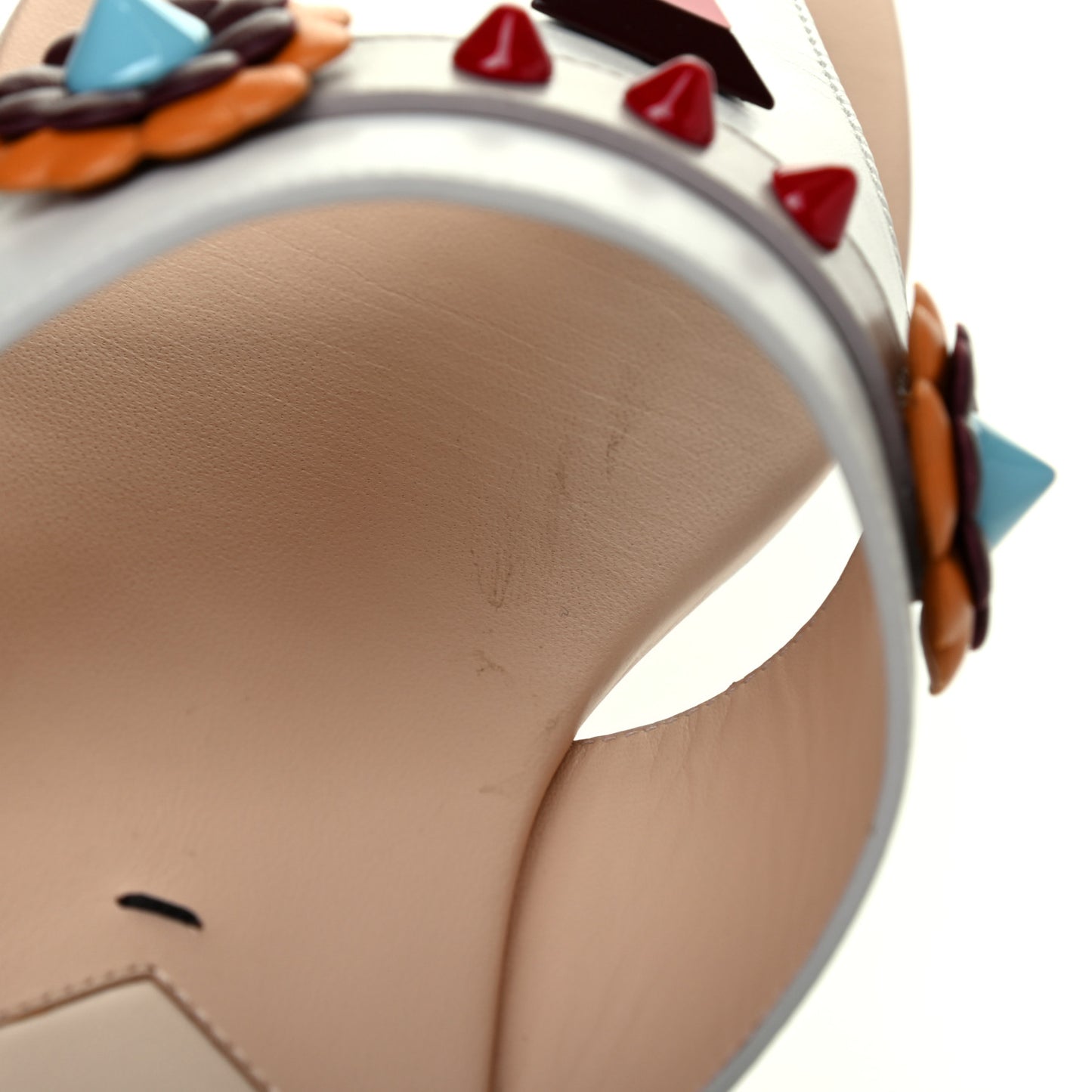 Calfskin Flowerland Thong Sandals 37 White