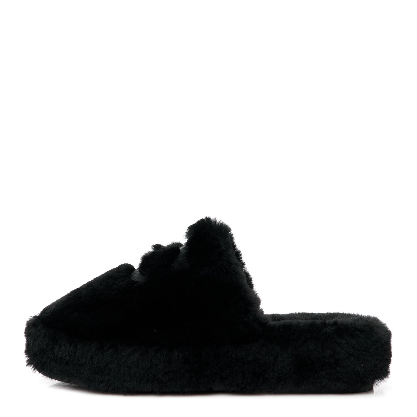 Shearling CC Flat Mules 40 Black