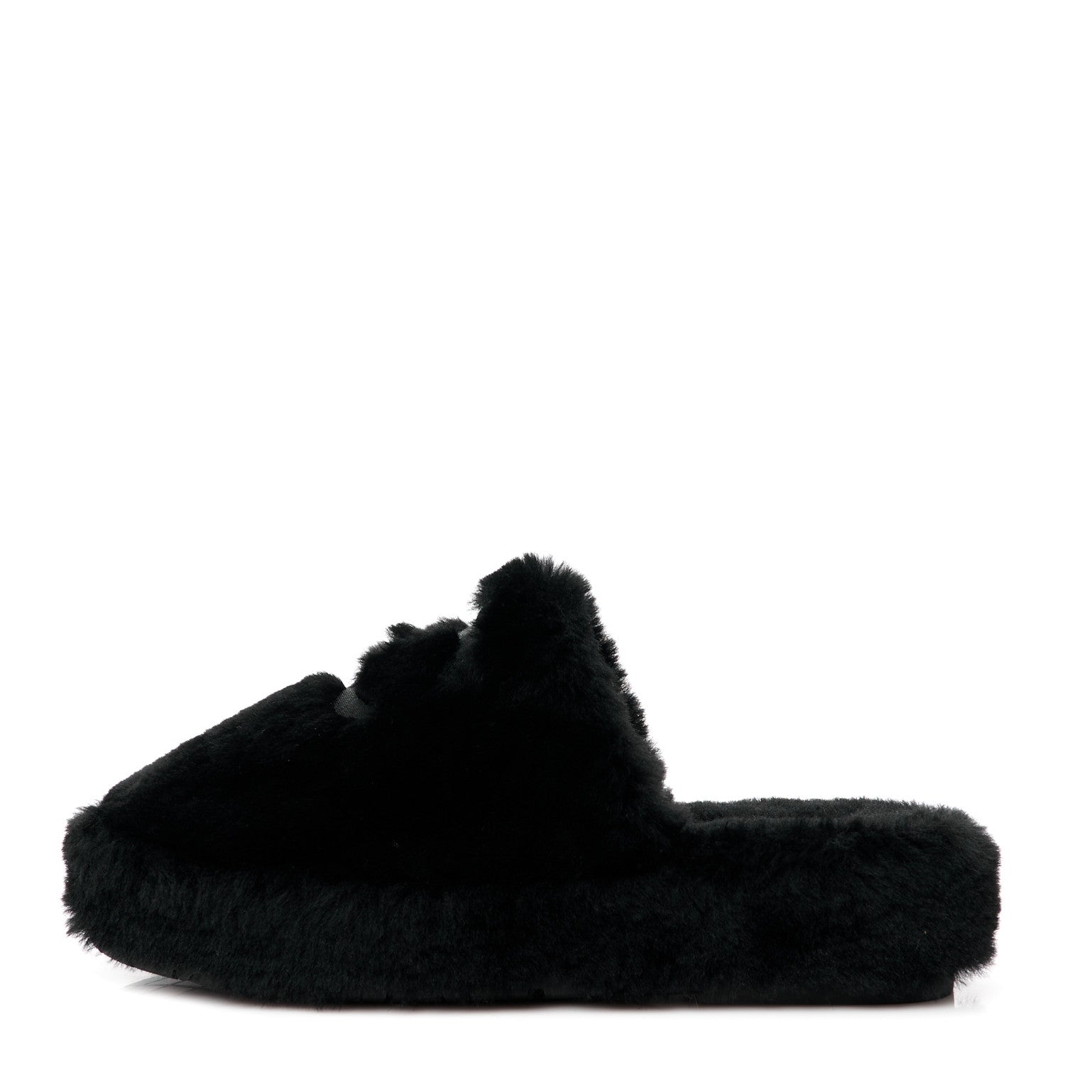 Chanel Shearling CC Flat Mules 40 Black 1 of 8