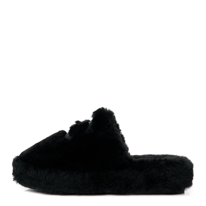 Chanel Shearling CC Flat Mules 40 Black 1 of 8