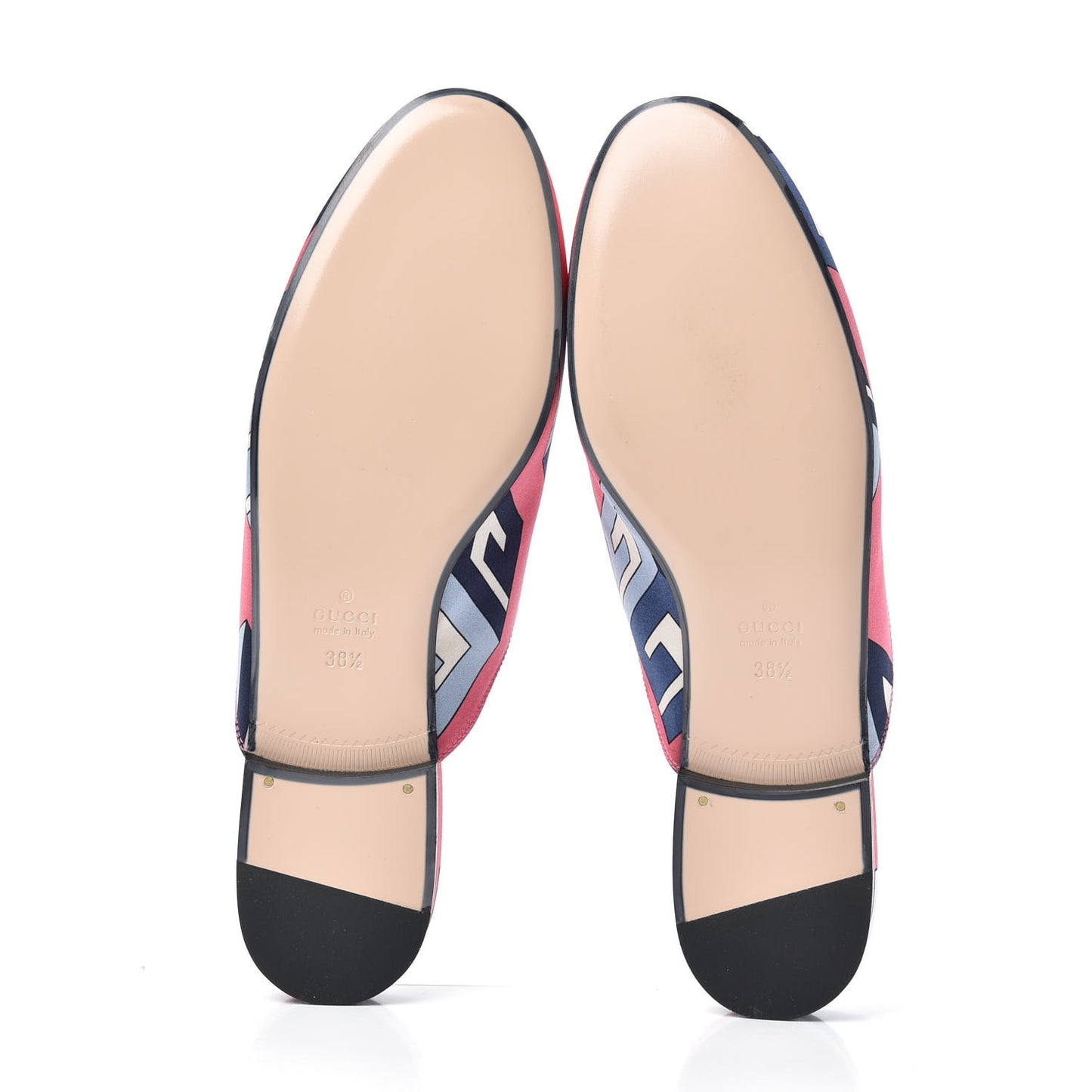 Satin GG Wallpaper Womens Princetown Slippers 38.5 Pink Flamboyant Blue Black