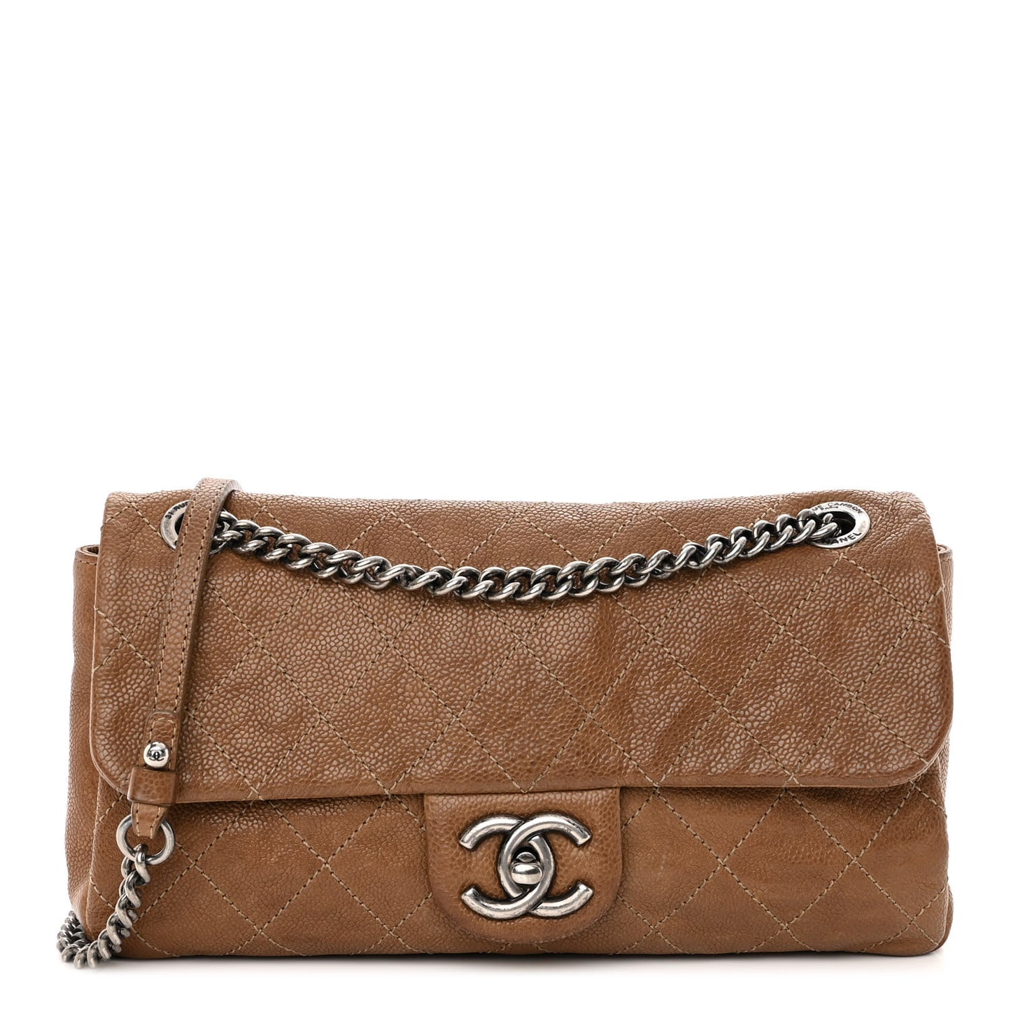 Caviar Quilted Medium Simply CC Flap Brown