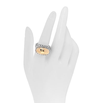 John Hardy Sterling Silver 22K Yellow Gold Palu Hammered Dome Ring 58 8.25 2 of 7