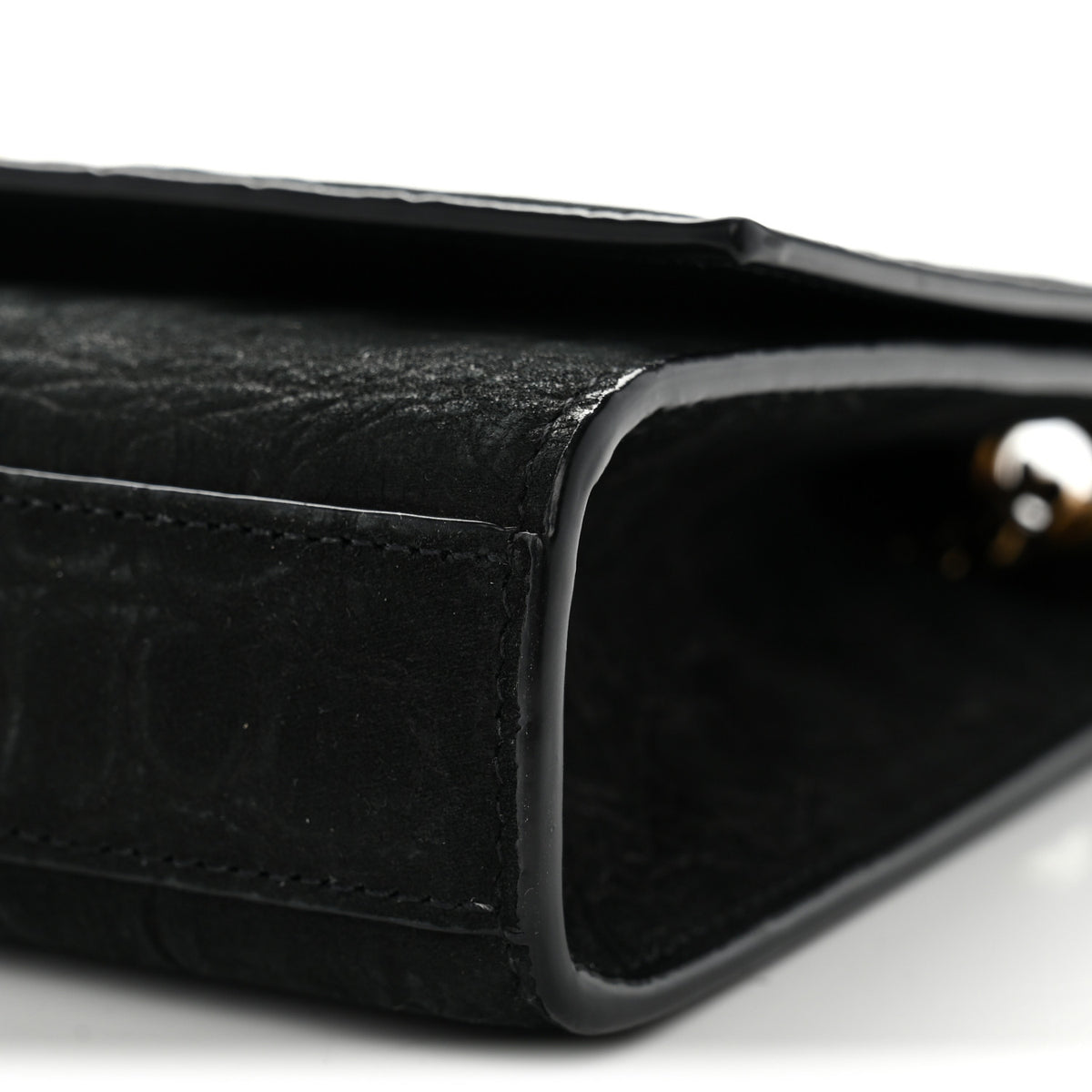Saint Laurent Crocodile Embossed Nubuck Small Monogram Kate Satchel Black 18 of 19